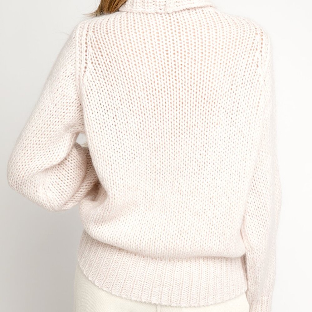 FORTE FORTE Mouliné Mohair Turtleneck Sweater in Blush - Picture 6 of 9